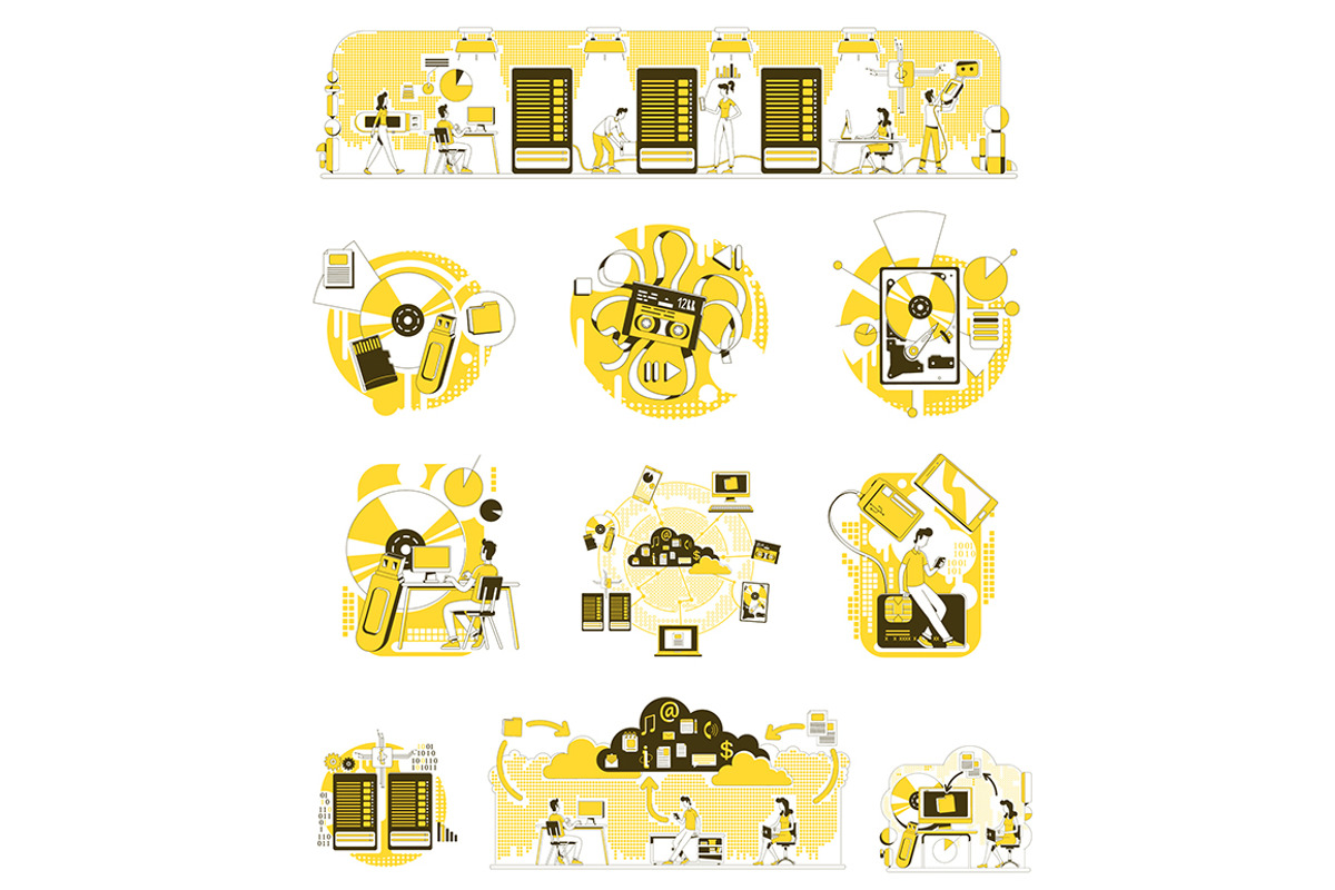 Storage media concept illustrations, a Technology Illustration by IMG visuals characters (Photo 1 of 9)