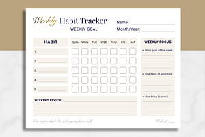 Weekly Habit Tracker Printable, a Stationery Template by AntDesignStudio
