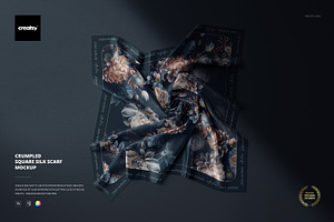 Crumpled Square Silk Scarf Mockup, a Mask Mockup by creatsy5