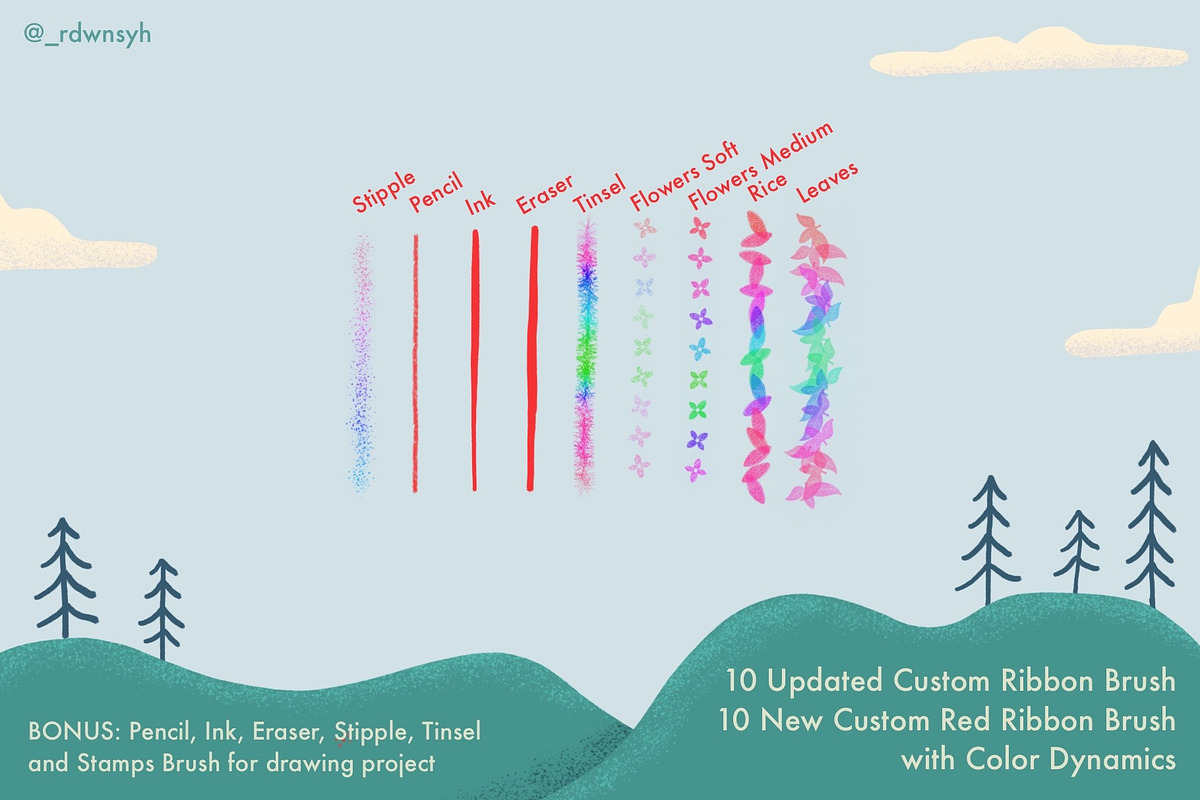 NEW Red Ribbon Brush for Procreate preview 8
