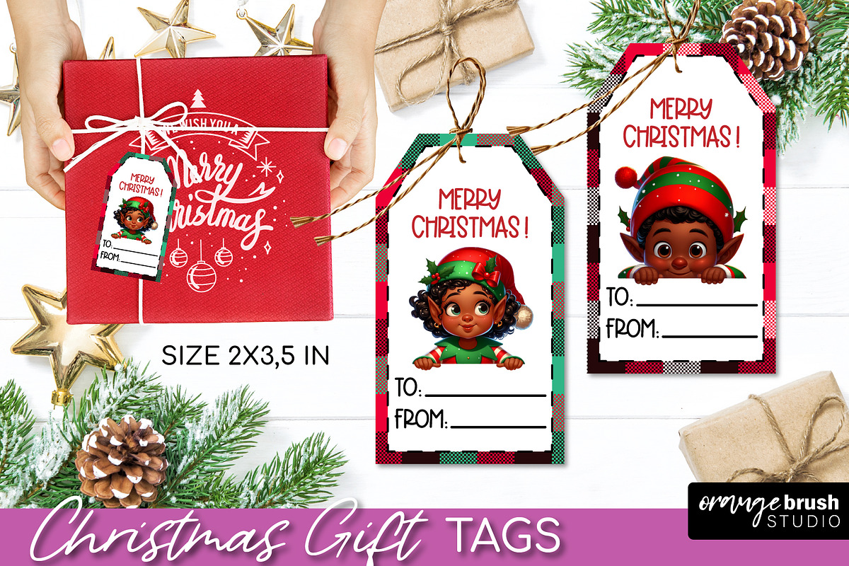 Cute Christmas Printable Gift Tags, a Seasonal Illustration by Orange Brush Studio (Photo 9 of 10)