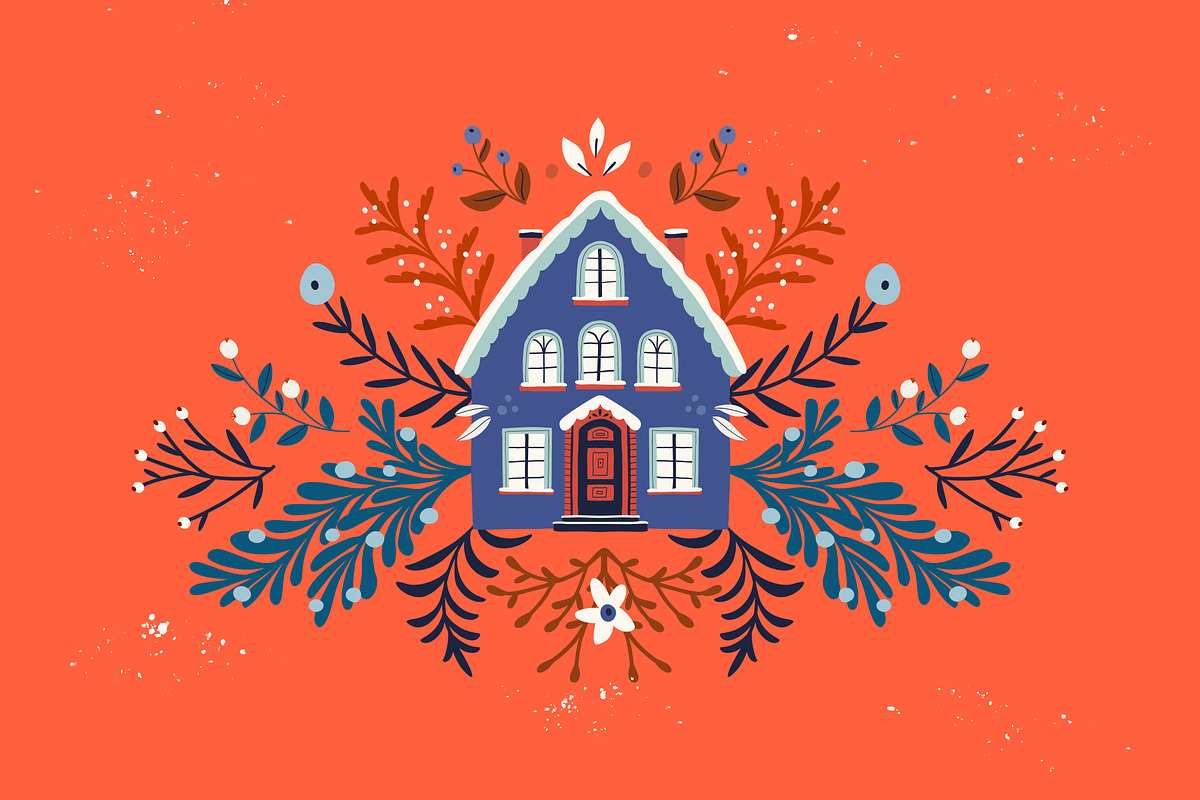 Christmas holiday houses & clipart, a Seasonal Illustration by Olia (Photo 13 of 13)