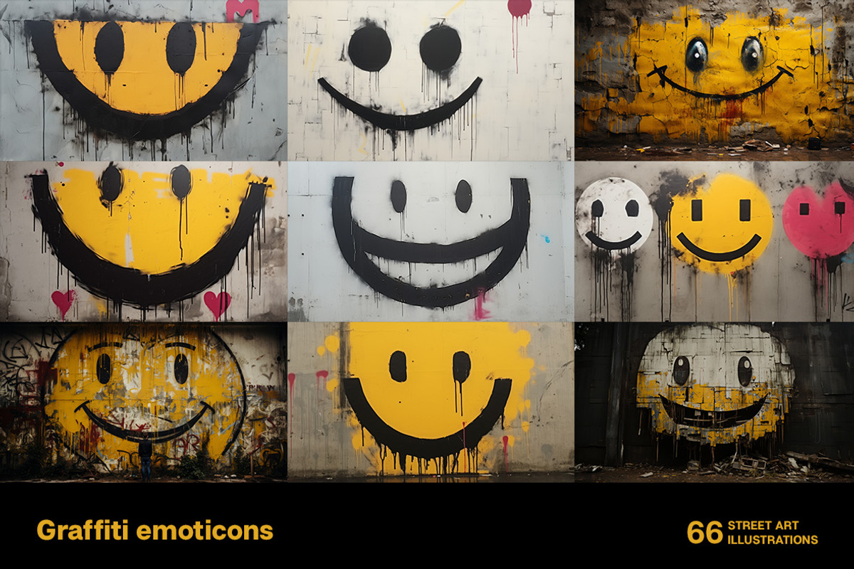 Graffiti emoticons. 66 images, a Decorative Illustration by Handmadefont (Photo 3 of 13)