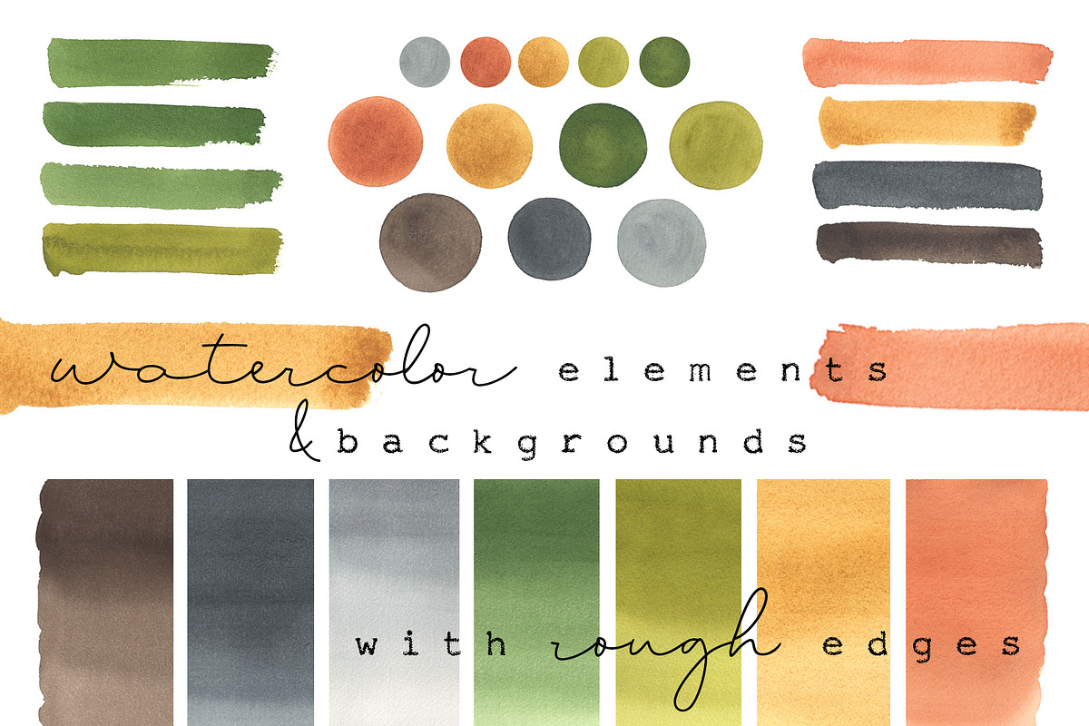 Watercolor elements & backgrounds, a Texture Graphic by Olga Bonitas (Photo 1 of 6)