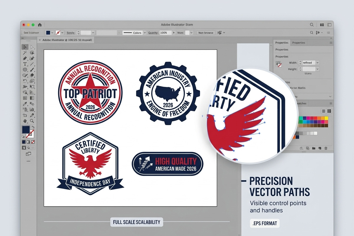 Patriotic 4th July 2026 Badge Bundle, an Object Graphic by NH graphic (Photo 6 of 8)
