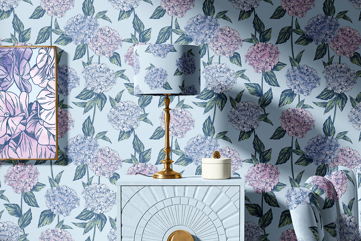 Hydrangea | Vector patterns set, a Pattern Graphic by Tanya Vollar (Photo 8 of 9)
