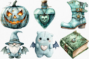 Mint Green Halloween Clipart, an Illustration by Canvas Craft (Thumbnail 2 of 8)