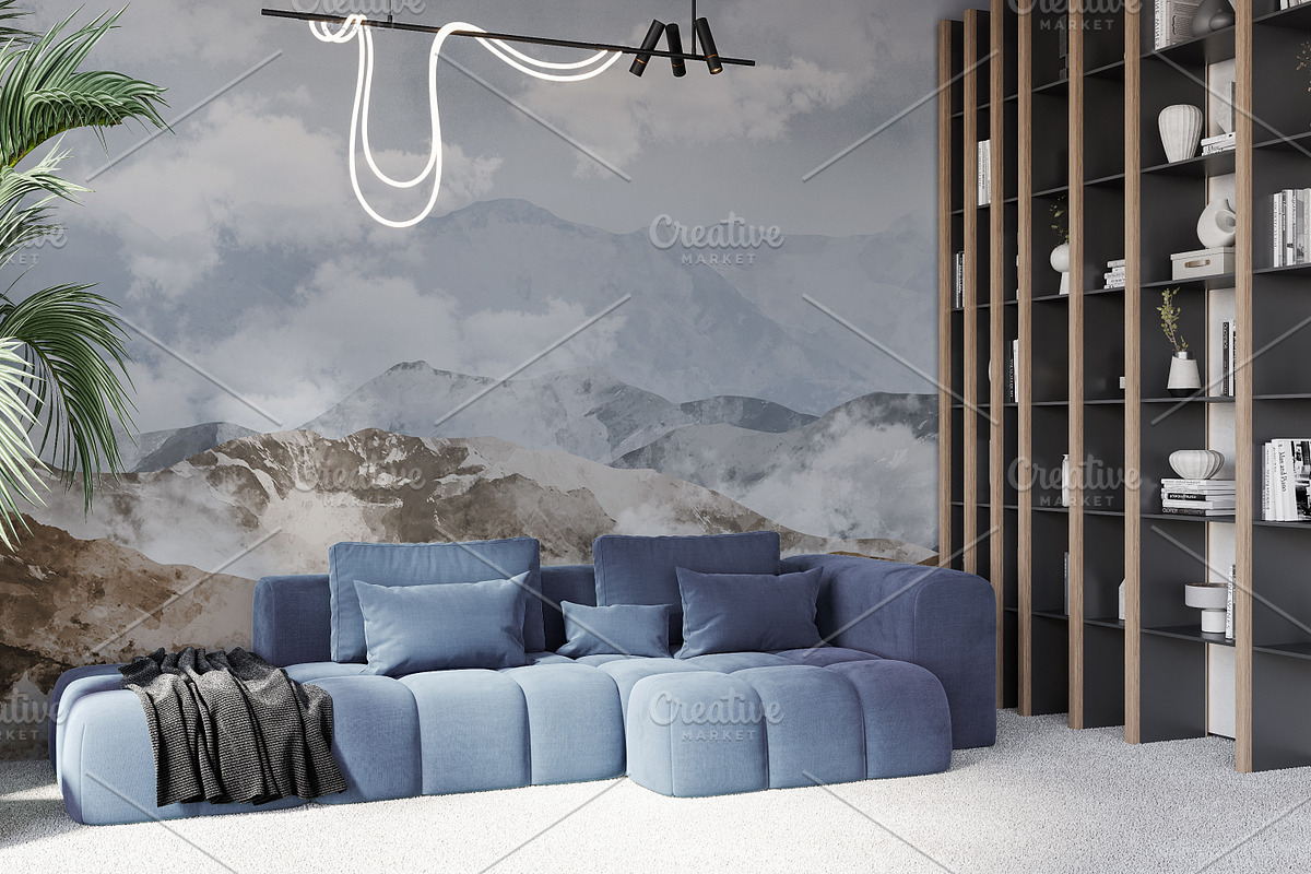 Wallpaper mockup Luxury living room, a Household Mockup by Hunny Badger (Photo 1 of 9)