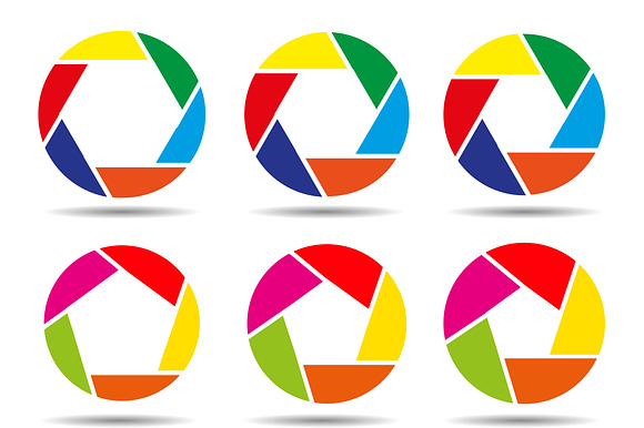 Camera Shutter Icons Colorful Vector