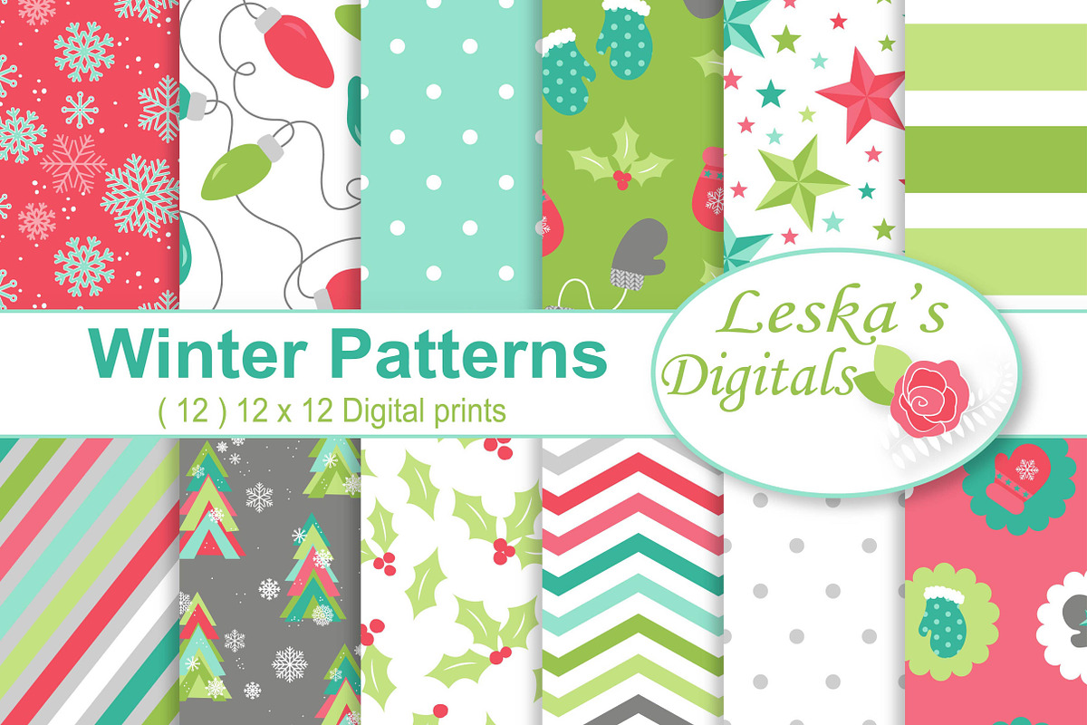 Christmas Digital Paper Patterns, a Pattern Graphic by Leska's Digitals (Photo 1 of 6)