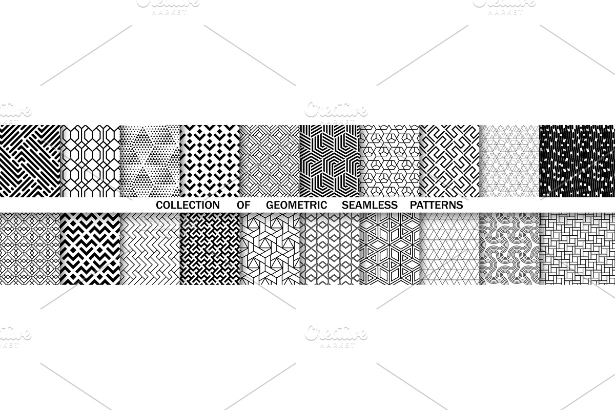 Geometric set of seamless black and, a Decorative Illustration by RODINA (Photo 1 of 3)