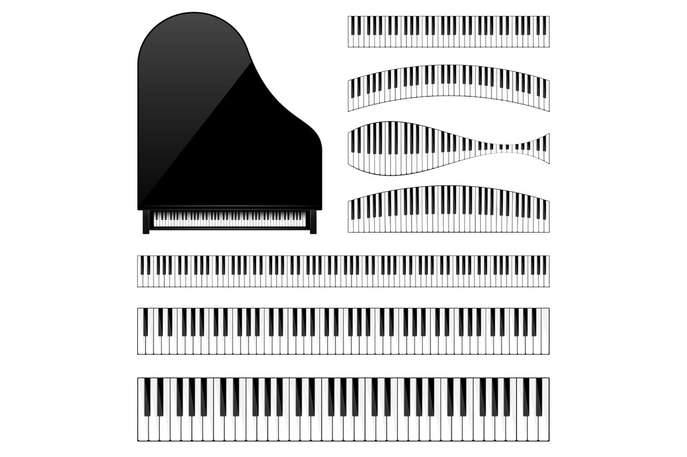 Piano With Keyboard,key Musical Background Melody Instrument Set Sound Classical Instrument by 32Pixels | Creative Market