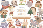 Christmas Animals Clipart Set, a Seasonal Illustration by Palau (Thumbnail 1 of 10)