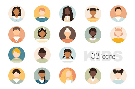 Collection of 33 children's icons