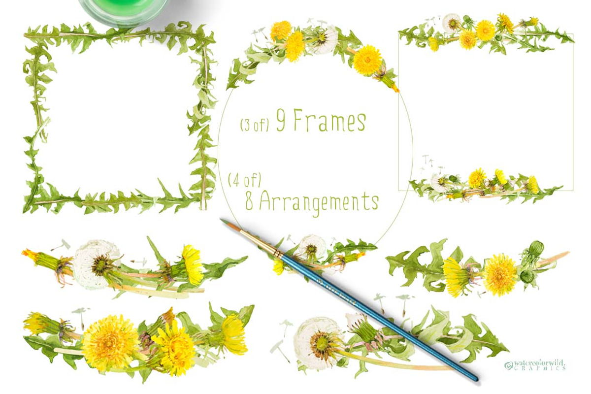 Dandelions-clipart set watercolor, an Illustration by watercolorwild.graphics (Photo 8 of 11)