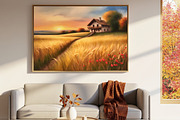 Golden Wheat Sunset Painting print, a Background Graphic by Floraphoria (Thumbnail 4 of 11)
