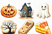 Watercolor Halloween Cookies Clipart, an Illustration by Craft Nest (Thumbnail 3 of 6)
