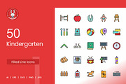 Kindergarten Filled Line Icons, an Icon by IconBunny (Thumbnail 1 of 2)