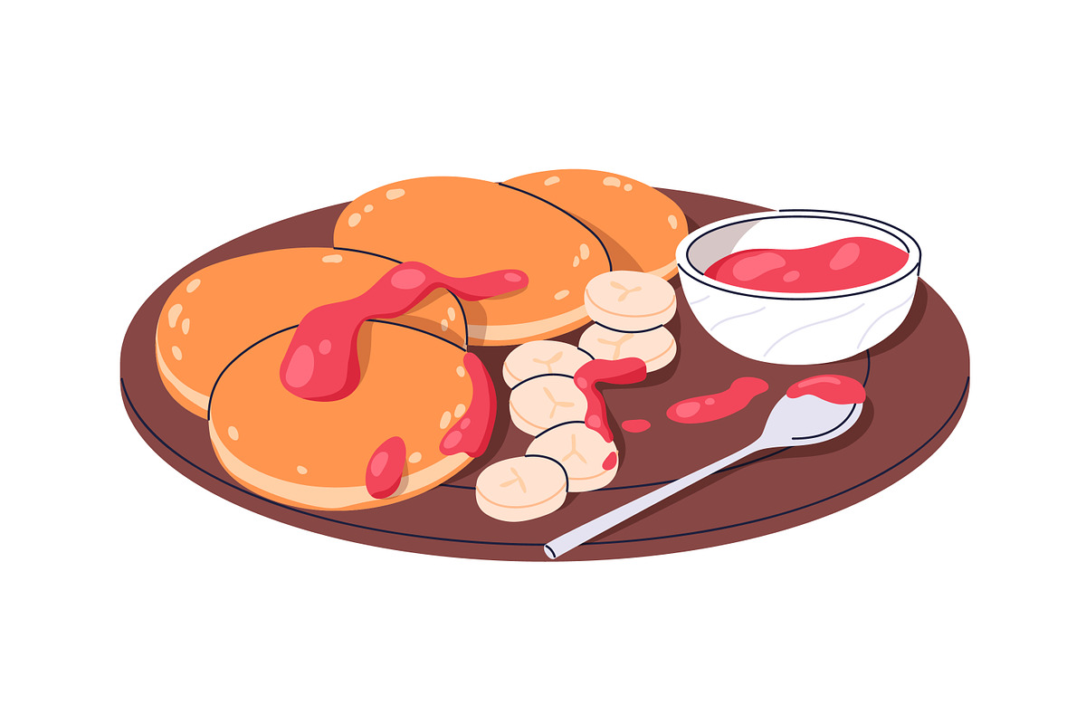 Yummy American pancake stacks set, a Food Illustration by Good Studio (Photo 3 of 11)