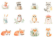 Cute Forest Animals Clipart, an Illustration by Designworld (Thumbnail 3 of 5)
