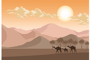 Desert With Camels