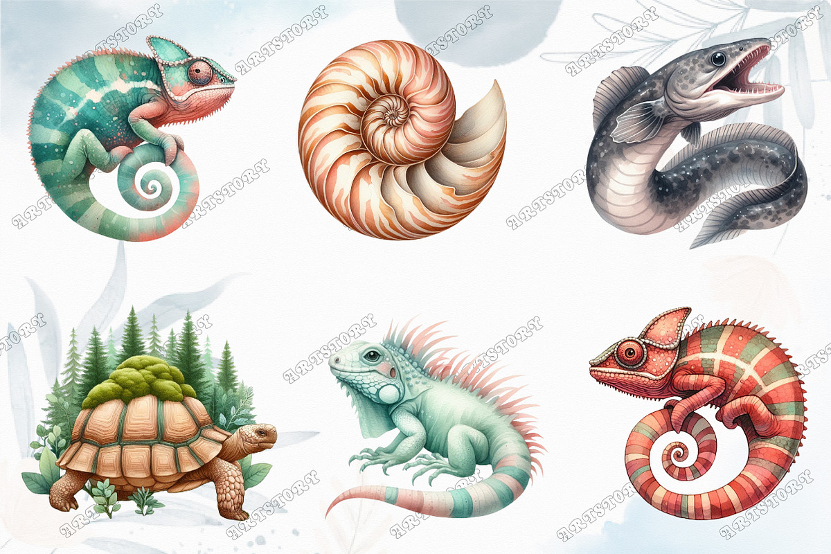Watercolor Reptile Clipart Bundle, a Graphic by designcity5 (Photo 2 of 5)