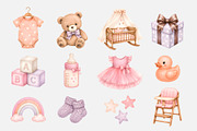 Watercolor Baby Girl Clipart (52), a Decorative Illustration by Iryna Denysova (Thumbnail 3 of 7)