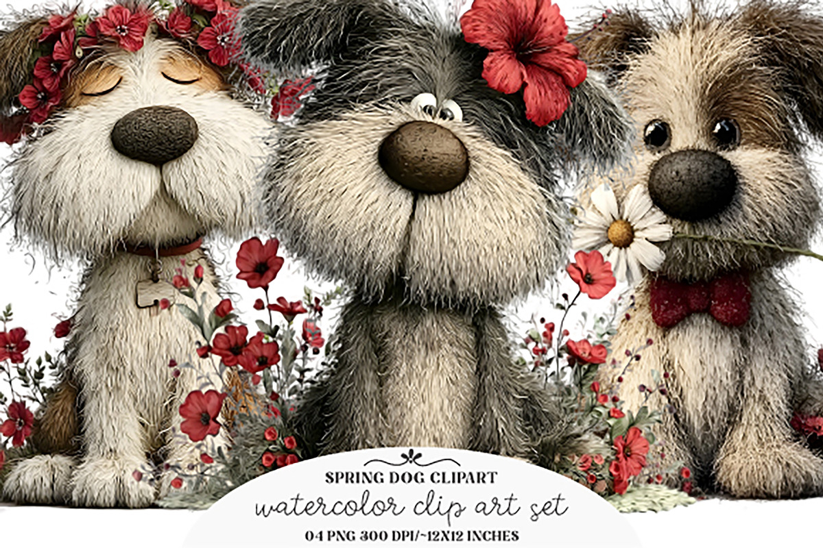 Whimsical Spring Dog Clipart Png, an Animal 3D Model by GatewayDesign (Photo 1 of 2)
