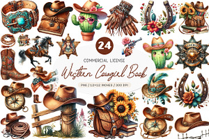 Western Cowgirl Book Clipart, an Illustration by SinaCreation