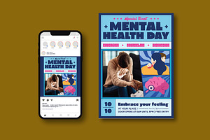 World Mental Health Day Flyer, a Flyer Template by iDoodle Studio