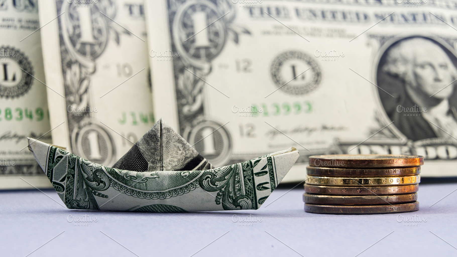 Creative use of one dollar bill fold, a Business Photo by 1miromiro