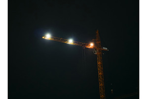 Construction crane lights up the, an Industrial Photo by darksoul72