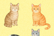 PNG Cute Watercolour Cats Clip Art, an Animal Illustration by Night Crawler Creations (Thumbnail 2 of 3)