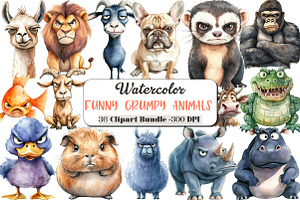 Funny Grumpy Animals Collection, an Animal Illustration by DreamCafeArt