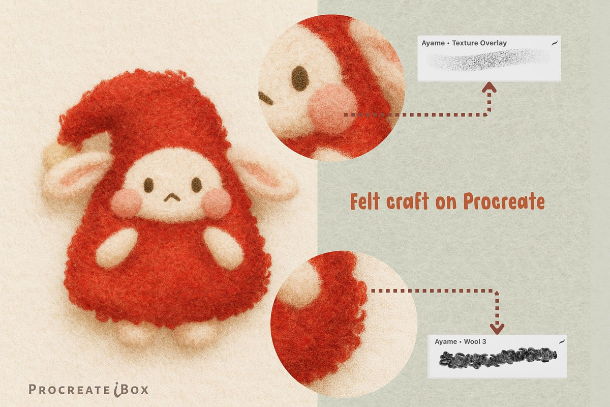 Needle Felt Procreate Brushes, a Brush Add-On by ProcreateiBox (Photo 3 of 9)