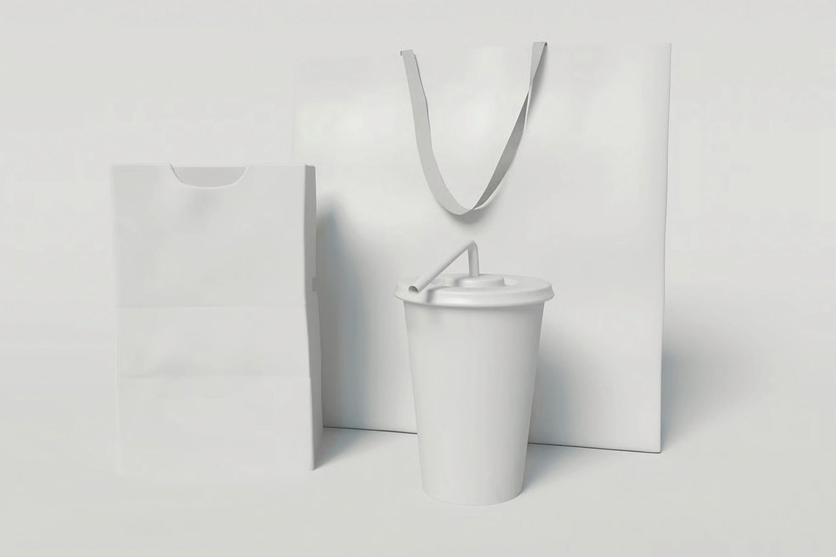 Paper Bags with Paper Cup Mockup, a Packaging Mockup by skybluecreative (Photo 3 of 4)