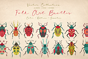 Folk Art Beetles Vector Collection, a Decorative Illustration by Neliakott ♥ (Thumbnail 1 of 12)