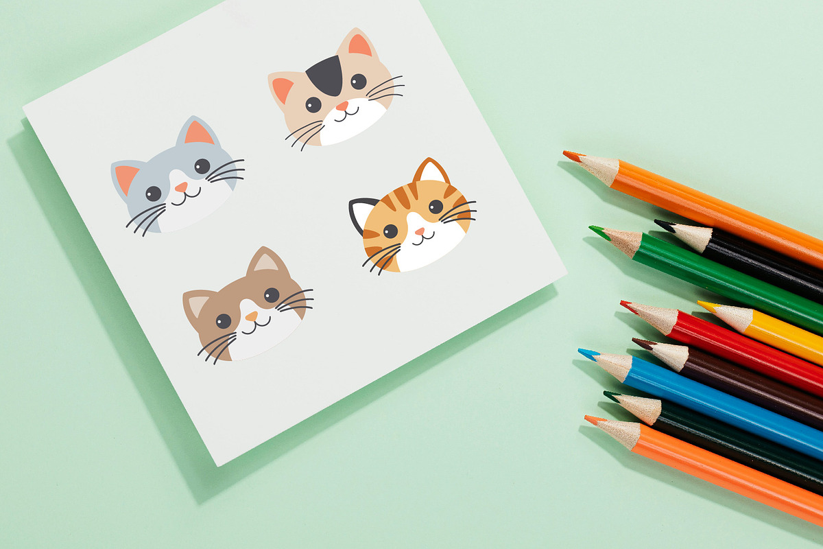 9 Adorable Kitty Head Illustration, an Illustration by jongcreative (Photo 2 of 4)
