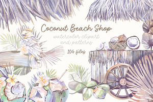 Coconut Beach Shop watercolor