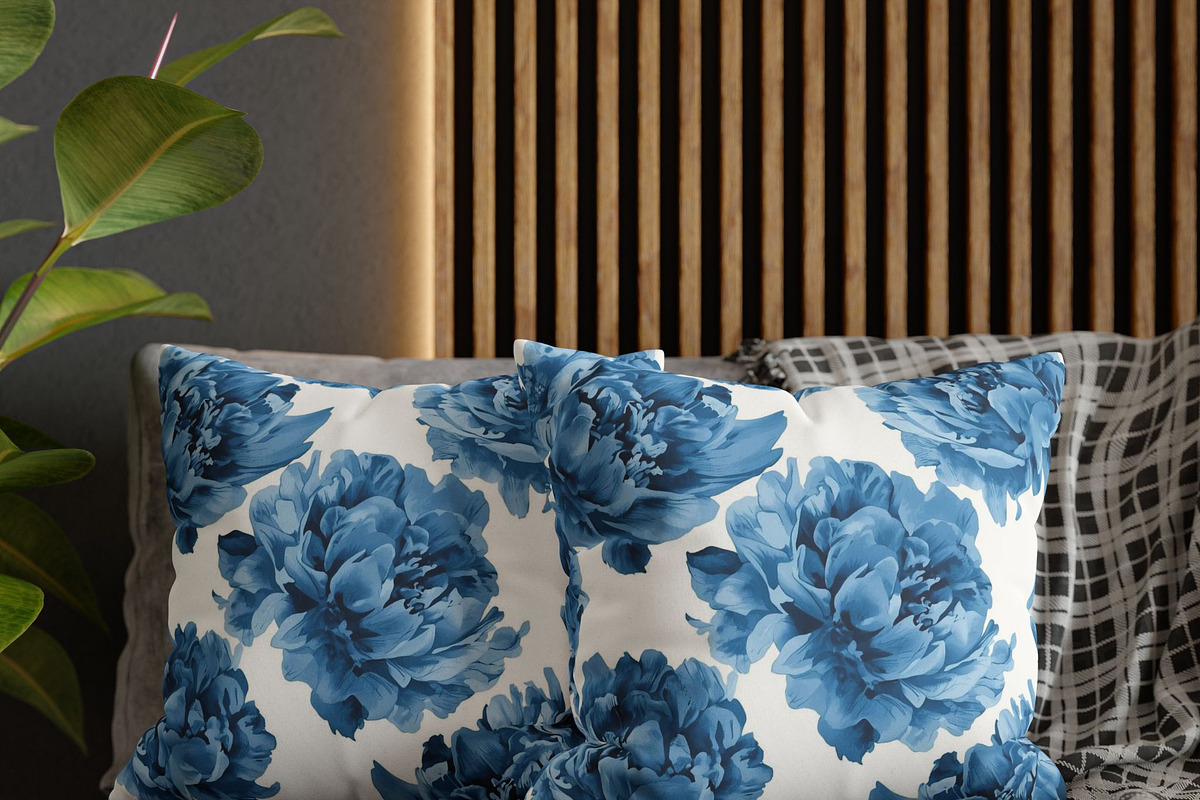 Soft Blue Peony Seamless Pattern, a Pattern Graphic by elfy creative (Photo 1 of 3)