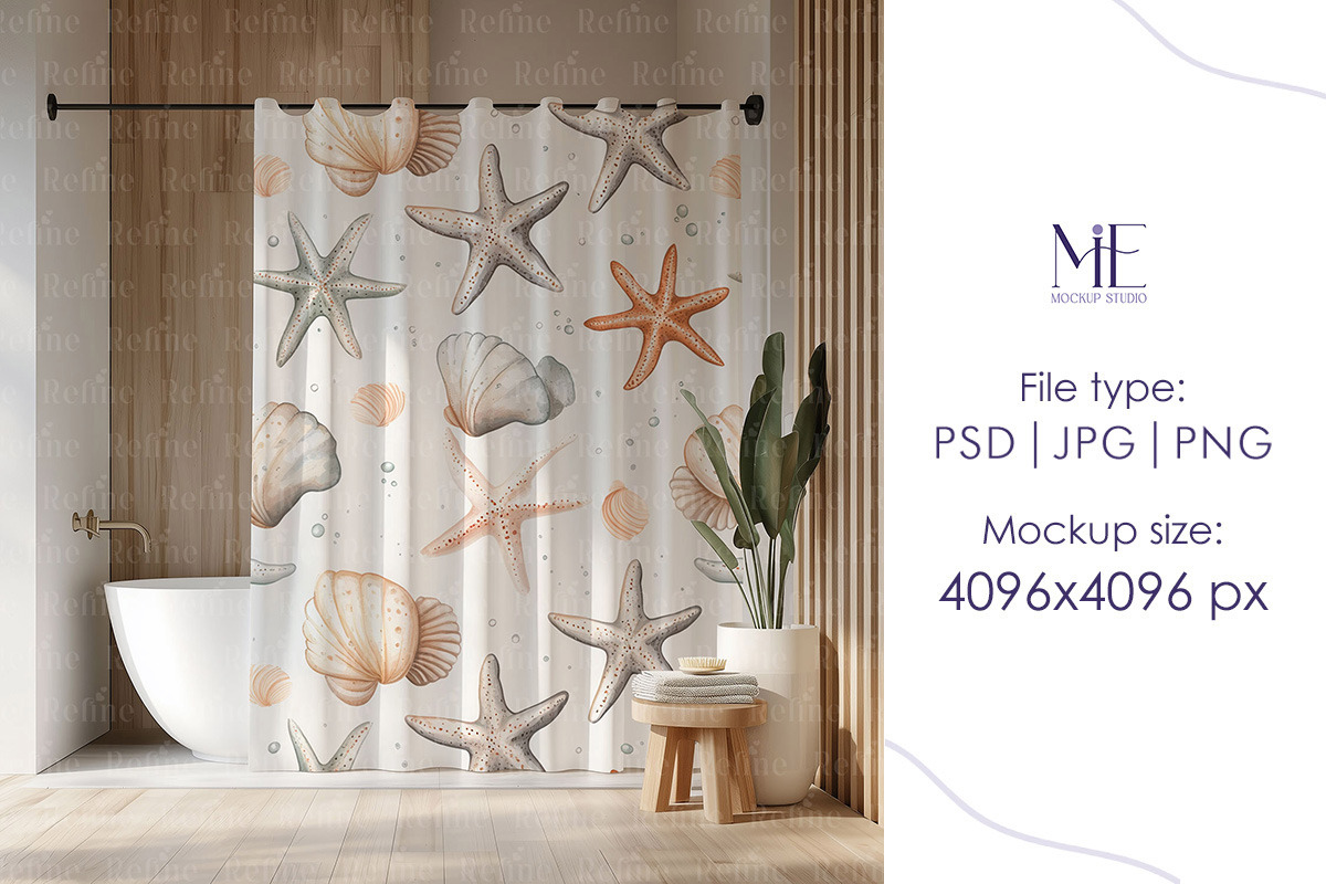 Shower Curtain Mockup, an Advertising Mockup by Mie Mockup Studio (Photo 5 of 6)
