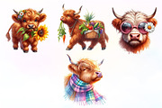 Highland Cow Summer Watercolor, an Illustration by CreationArt (Thumbnail 2 of 9)
