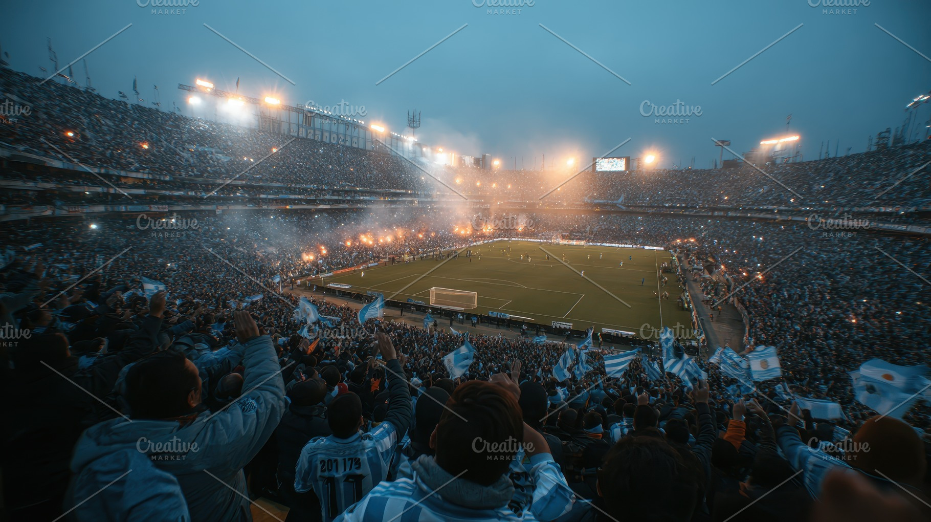 Night Football Game Stadium Crowd Ch, a Photo by Pixeness Studio