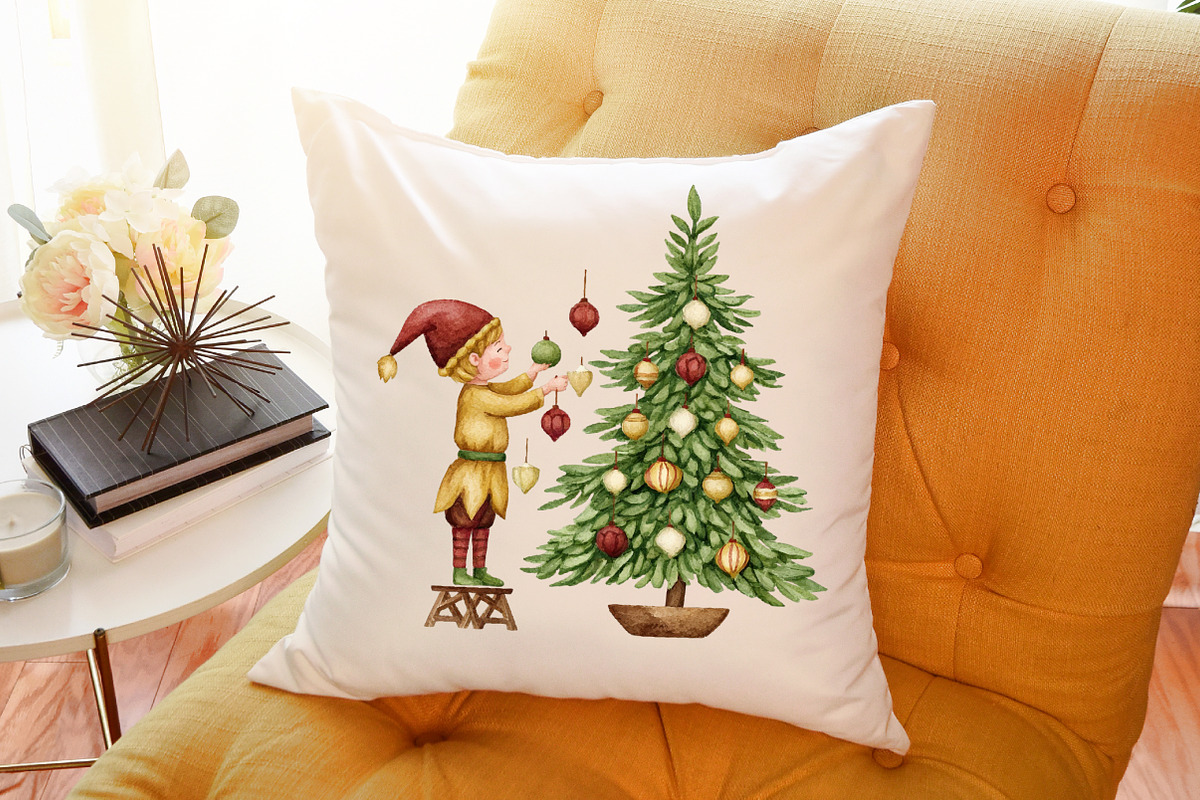 Christmas Elf Watercolor Clipart, an Illustration by Sublimation Artist (Photo 6 of 6)