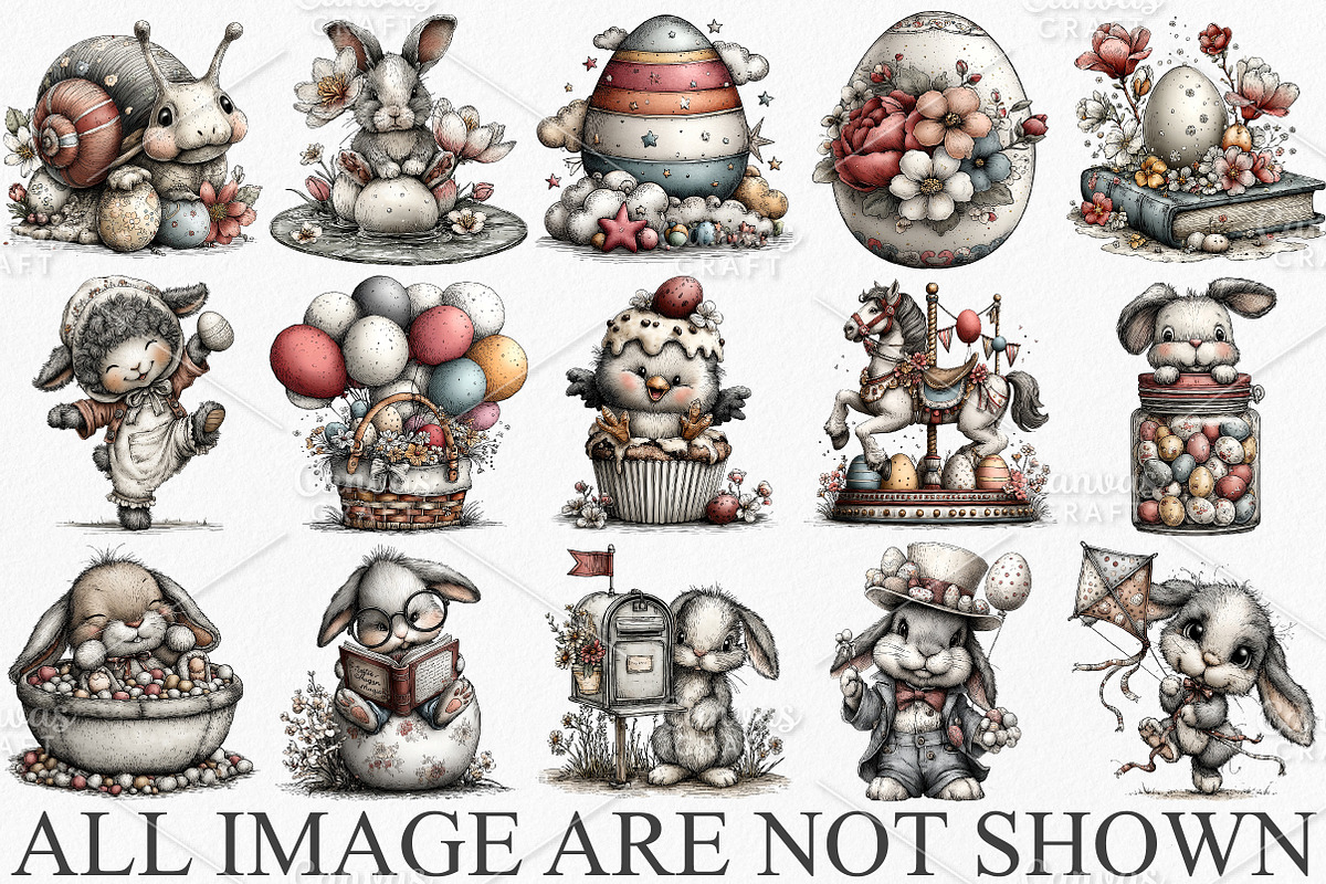 Whimsical Easter Clipart Bundle, an Illustration by Canvas Craft (Photo 3 of 7)