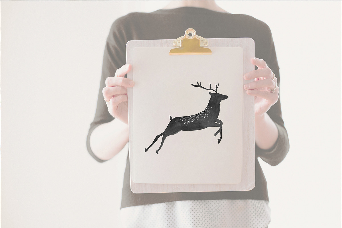 WATERCOLOR DEER XMAS BUNDLE, an Animal Illustration by KruthDesign (Photo 6 of 12)