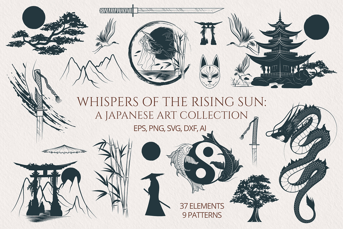 Hand Drawn Japanese Art Collection, a Decorative Illustration by KirillsWorkshop (Photo 1 of 7)
