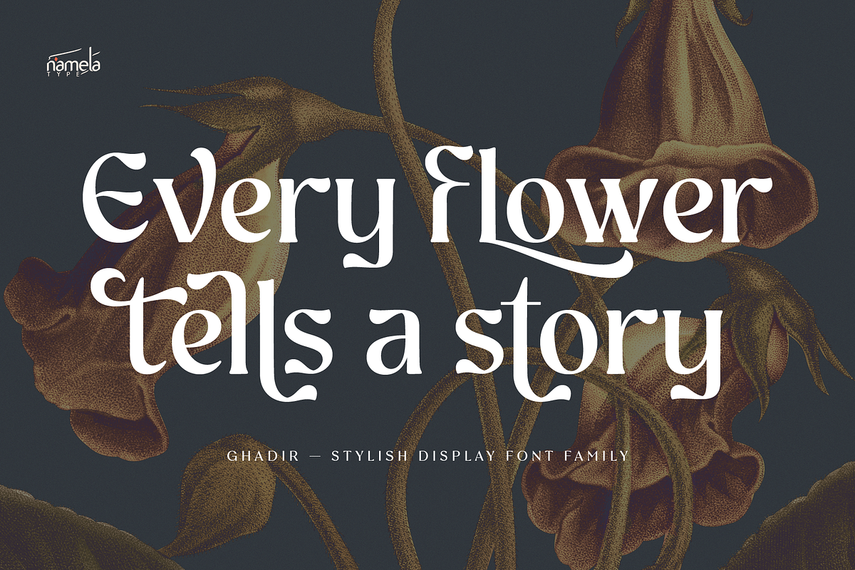 Ghadir, Botanical Display Font, a Sans Serif Font by Namela Studio (Photo 8 of 10)