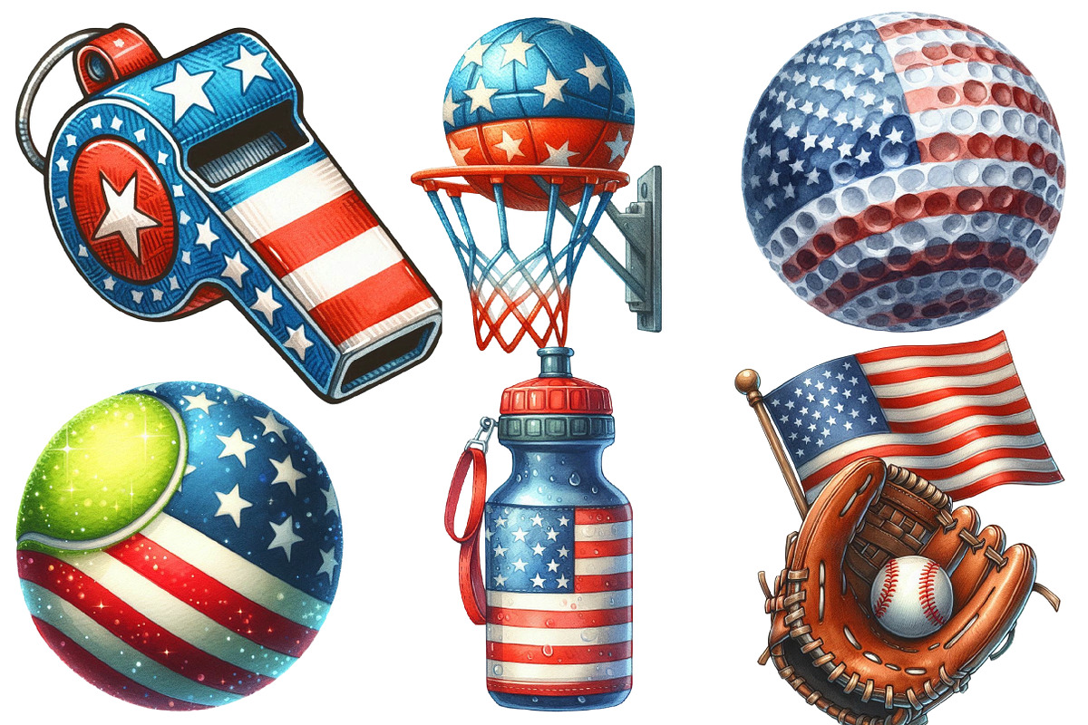 Patriotic Sports Elements Clipart, an Illustration by Designworld (Photo 4 of 6)