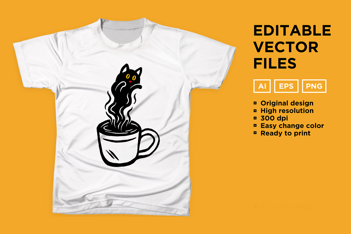 Coffee Cat, an Animal Illustration by Mangustudio (Photo 2 of 3)
